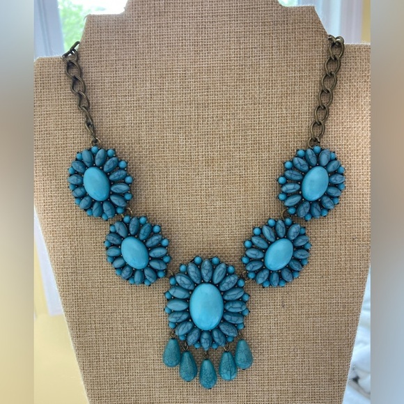 Sugarfix Faux Turquoise Bib Statement Necklace - Picture 6 of 8